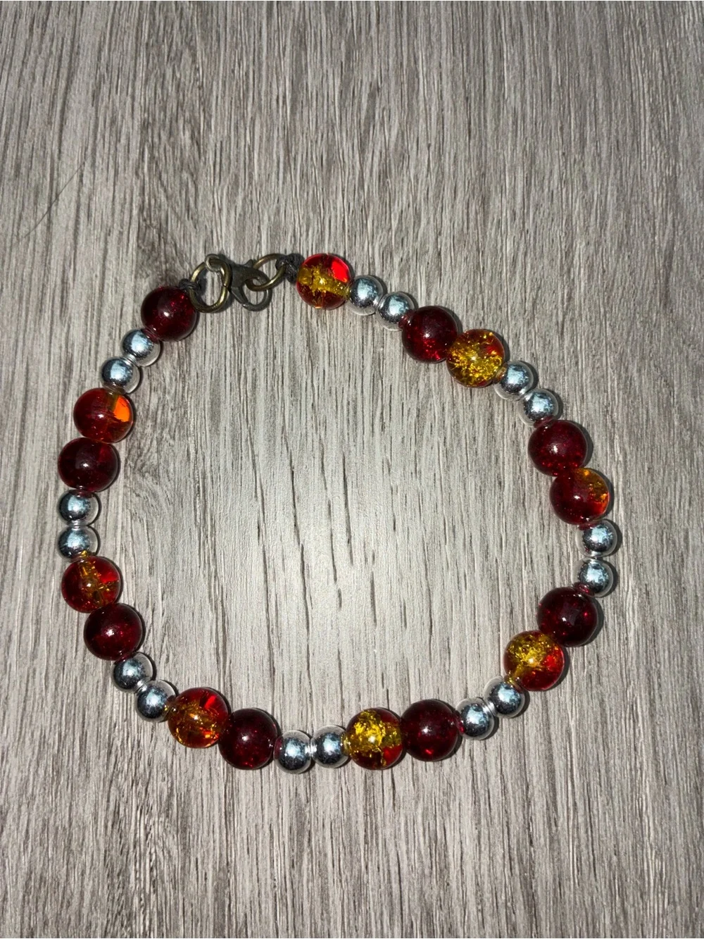 Women's Amber and Silver Beaded Bracelet